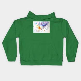 Colourful Flying Puffin Kids Hoodie